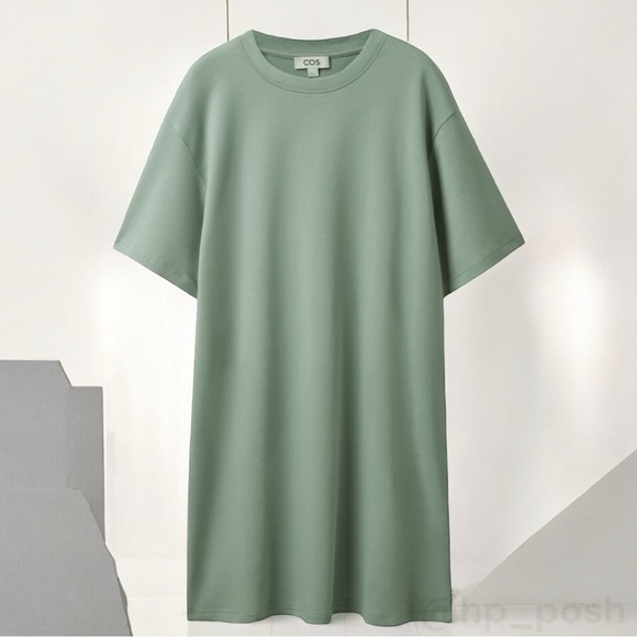 COS MINI T-SHIRT DRESS SIZE LARGE NWOT SAGE GREEN - Picture 1 of 8